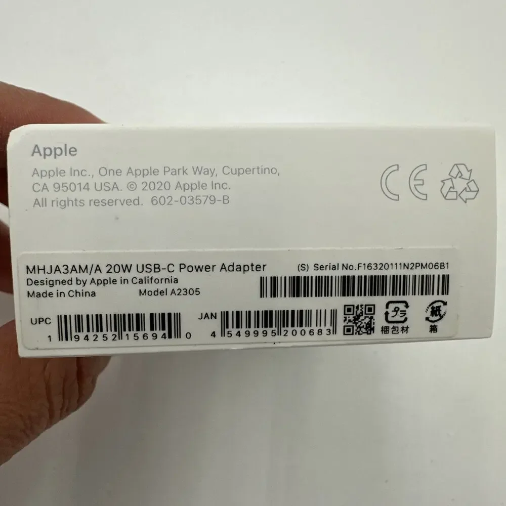 Genuine Apple - USB-C - 20W - Power Adapter (White) - MHJA3AM/A
